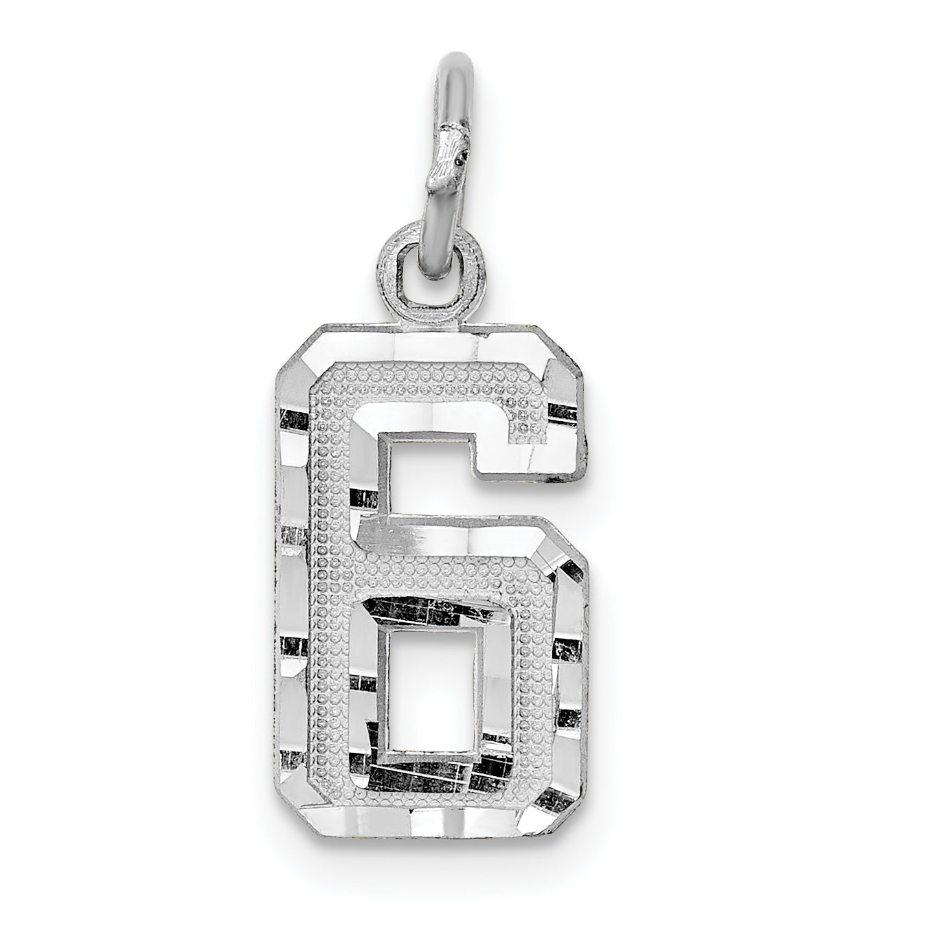 14Kw Casted Small Diamond Cut Number 6 Charm