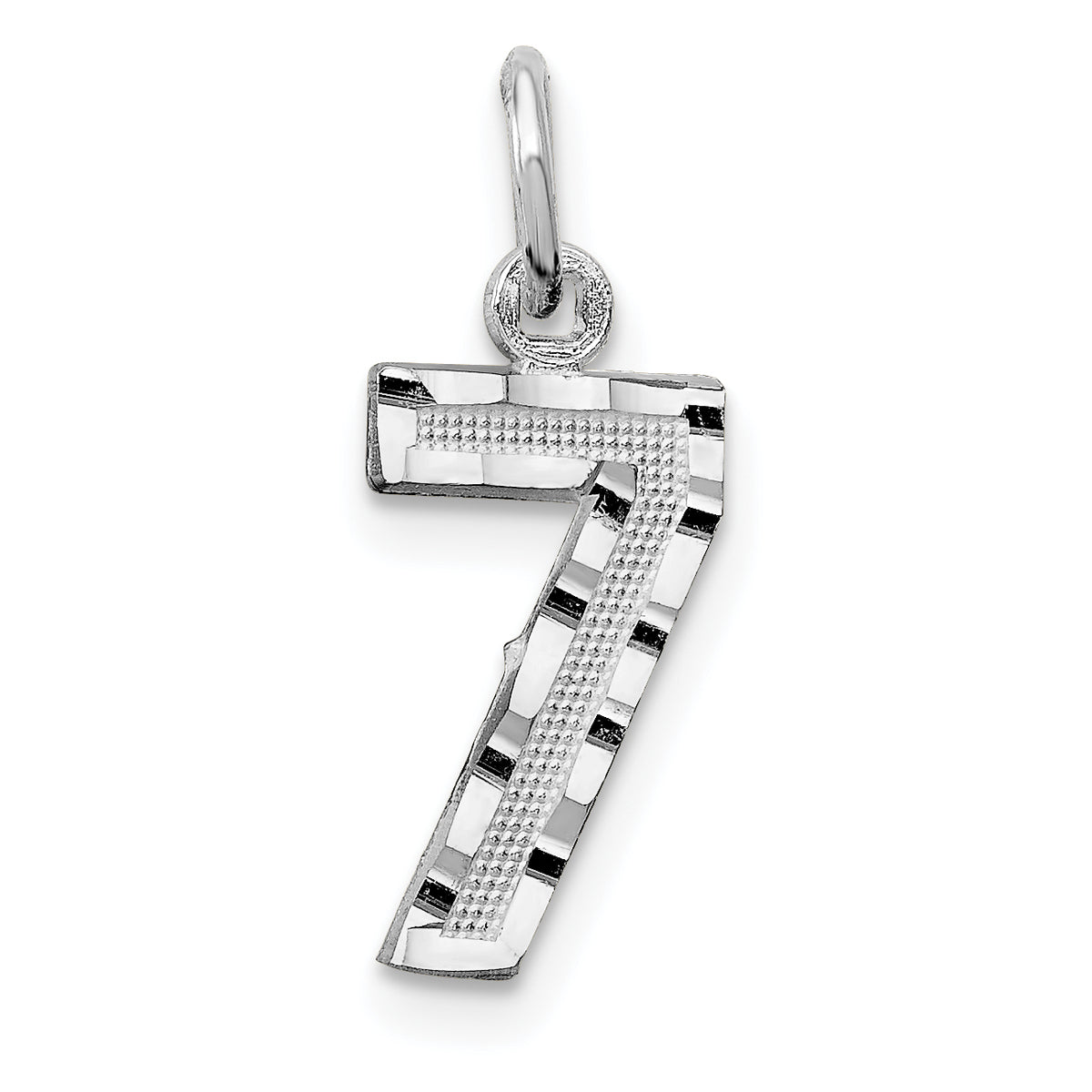 14Kw Casted Small Diamond Cut Number 7 Charm