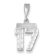 14K White Gold Small Diamond-cut Number 17 Charm