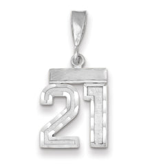 14K White Gold Small Diamond-cut Number 21 Charm