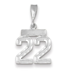 14K White Gold Small Diamond-cut Number 22 Charm