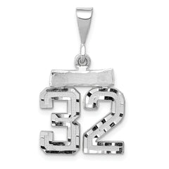 14K White Gold Small Diamond-cut Number 32 Charm