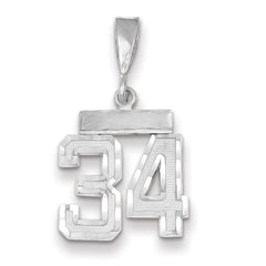 14K White Gold Small Diamond-cut Number 34 Charm