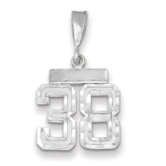 14K White Gold Small Diamond-cut Number 38 Charm