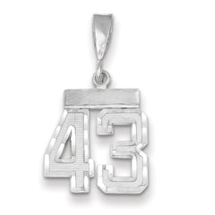 14K White Gold Small Diamond-cut Number 43 Charm