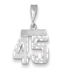 14K White Gold Small Diamond-cut Number 45 Charm