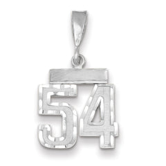 14K White Gold Small Diamond-cut Number 54 Charm