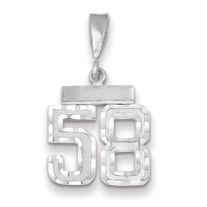 14K White Gold Small Diamond-cut Number 58 Charm