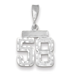 14K White Gold Small Diamond-cut Number 58 Charm