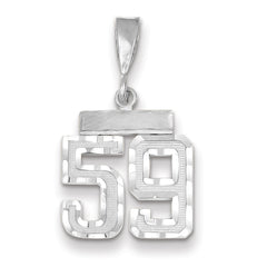 14K White Gold Small Diamond-cut Number 59 Charm