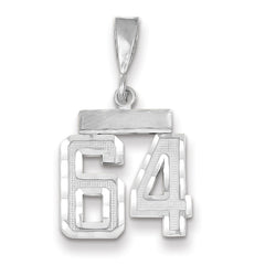 14K White Gold Small Diamond-cut Number 64 Charm