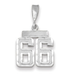 14K White Gold Small Diamond-cut Number 66 Charm