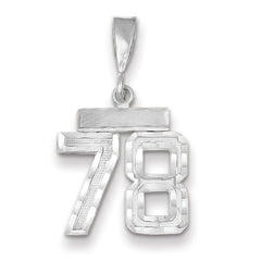 14K White Gold Small Diamond-cut Number 78 Charm