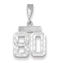 14K White Gold Small Diamond-cut Number 80 Charm