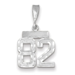 14K White Gold Small Diamond-cut Number 82 Charm