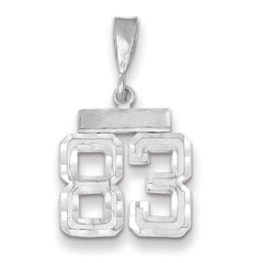 14K White Gold Small Diamond-cut Number 83 Charm