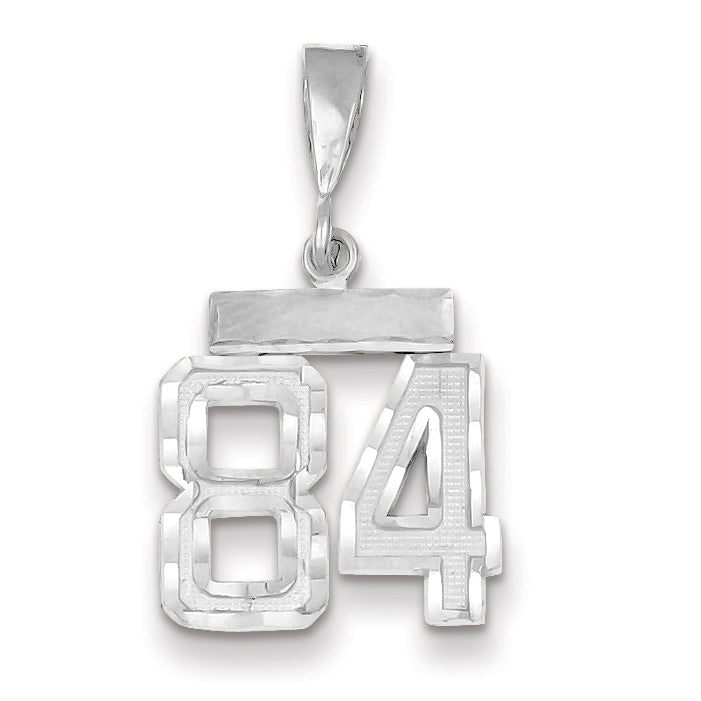 14K White Gold Small Diamond-cut Number 84 Charm