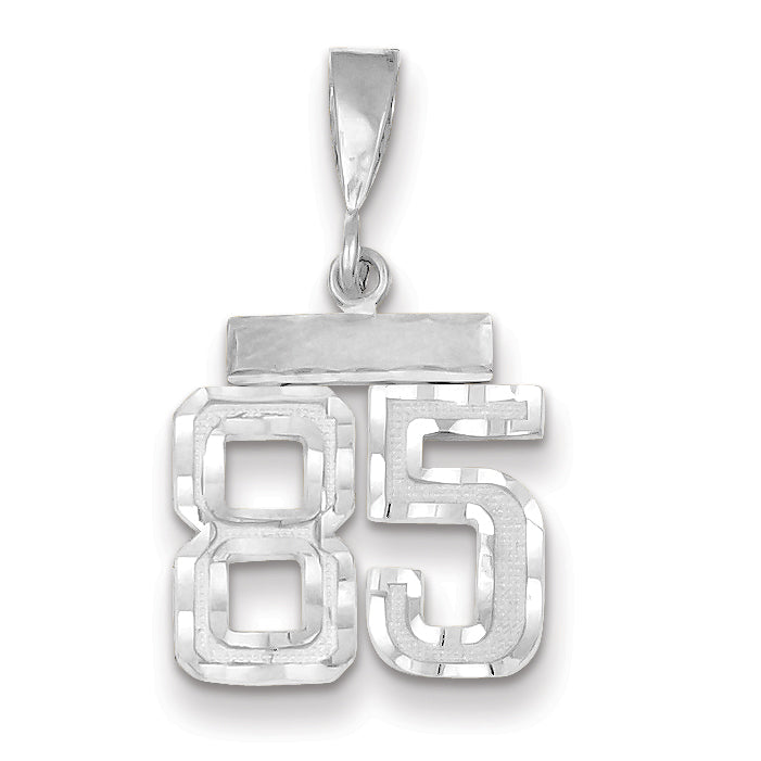 14K White Gold Small Diamond-cut Number 85 Charm