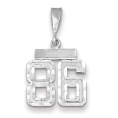 14K White Gold Small Diamond-cut Number 86 Charm