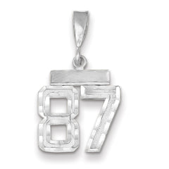 14K White Gold Small Diamond-cut Number 87 Charm