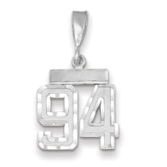 14K White Gold Small Diamond-cut Number 94 Charm