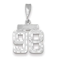 14K White Gold Small Diamond-cut Number 98Charm