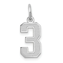 14K White Gold Small Satin Number 3 Charm