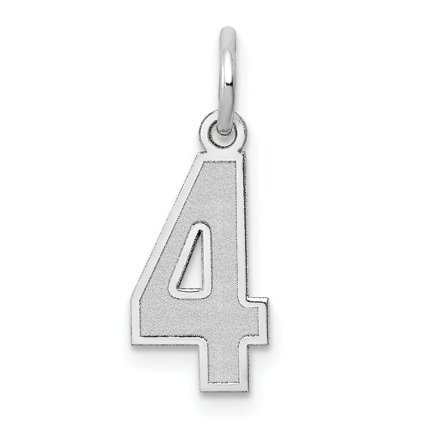 14K White Gold Small Satin Number 4 Charm