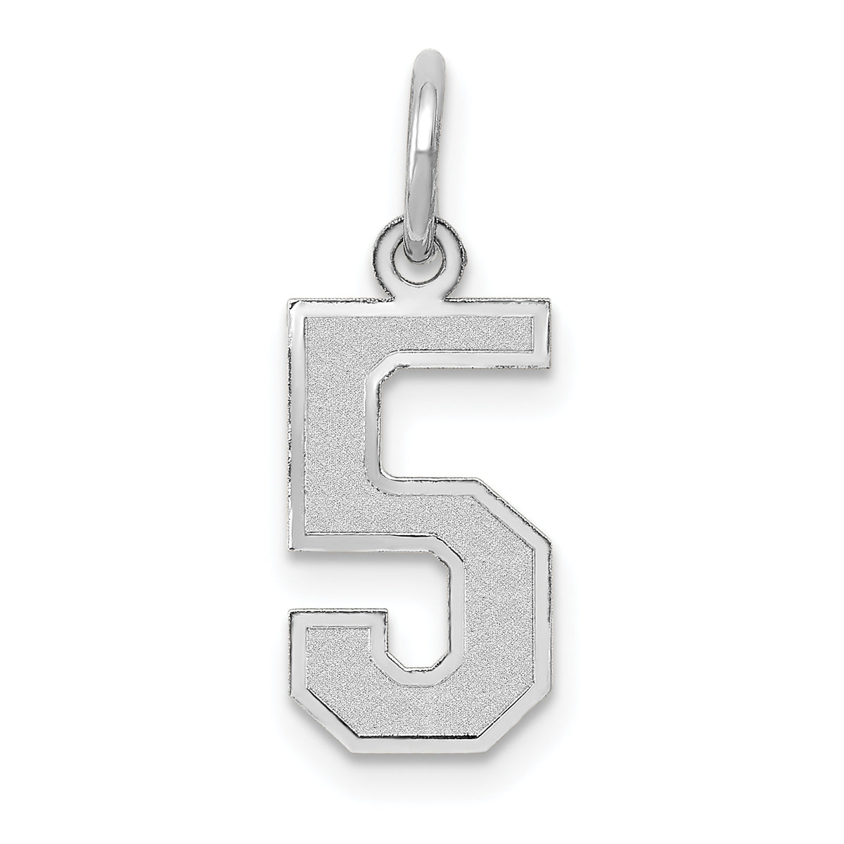 14K White Gold Small Satin Number 5 Charm