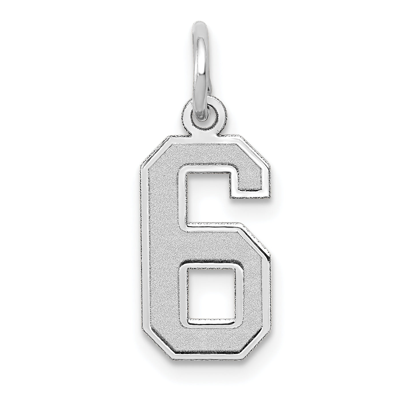 14K White Gold Small Satin Number 6 Charm