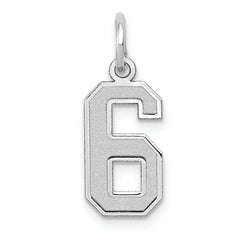 14K White Gold Small Satin Number 6 Charm