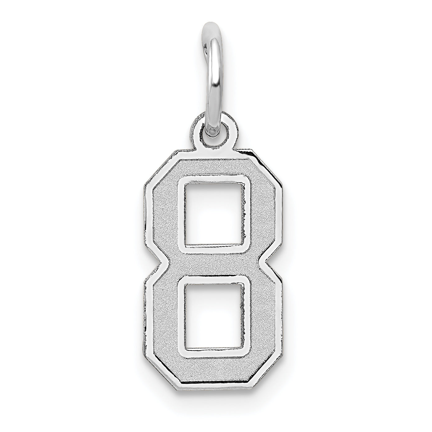 14K White Gold Small Satin Number 8 Charm