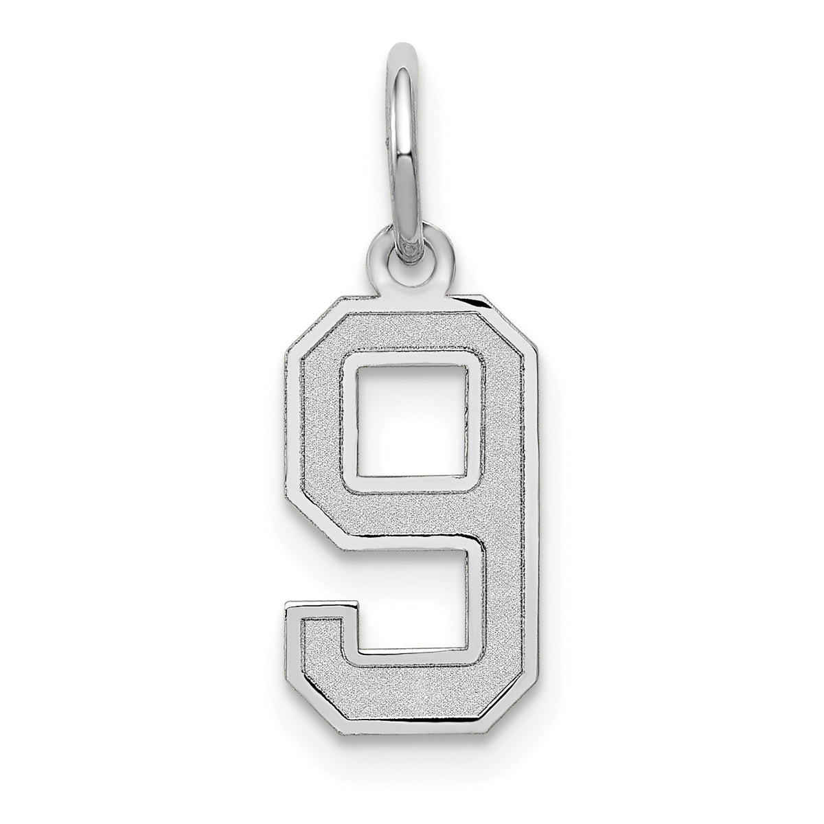 14K White Gold Small Satin Number 9 Charm