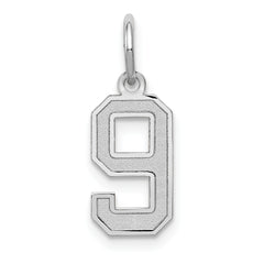 14K White Gold Small Satin Number 9 Charm