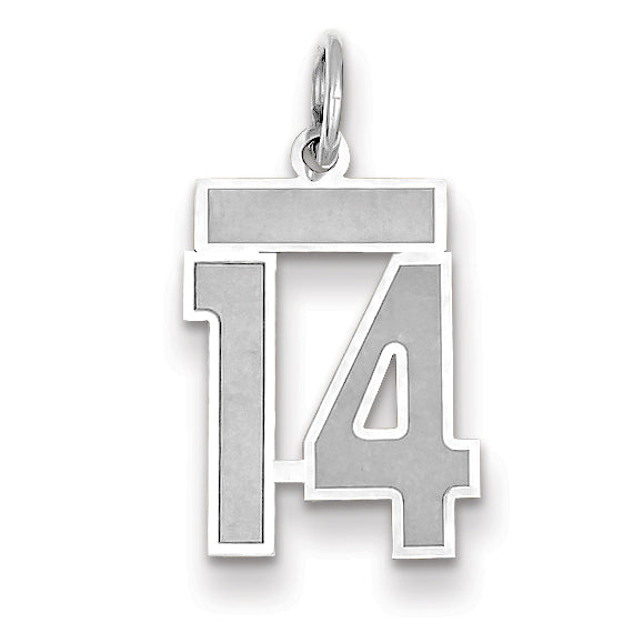 14K WG Small Satin Number 14 Charm