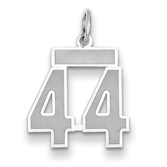 14K WG Small Satin Number 44 Charm