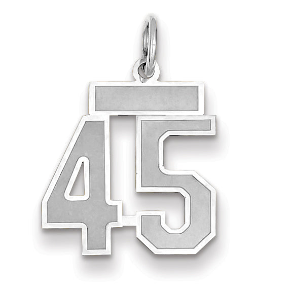 14K WG Small Satin Number 45 Charm