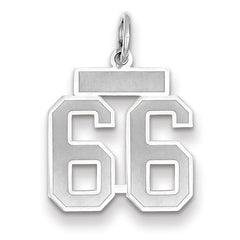 14K WG Small Satin Number 66 Charm