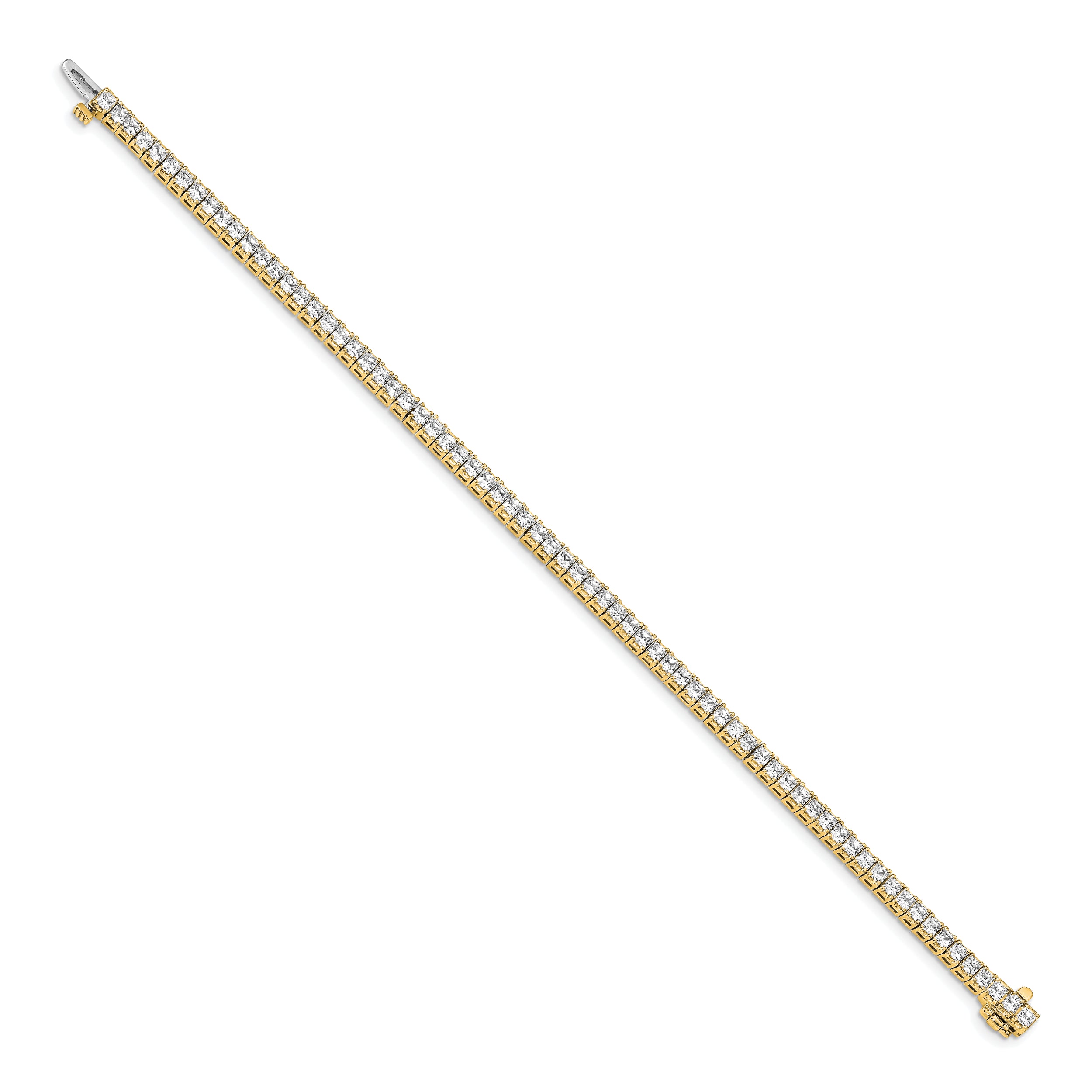 14k 2.25mm Princess 5ct AA Diamond Tennis Bracelet