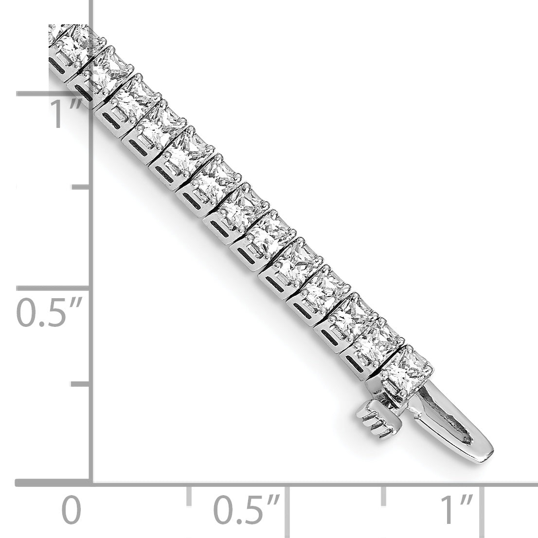 14k White Gold 2.25mm Princess 5ct AA Diamond Tennis Bracelet