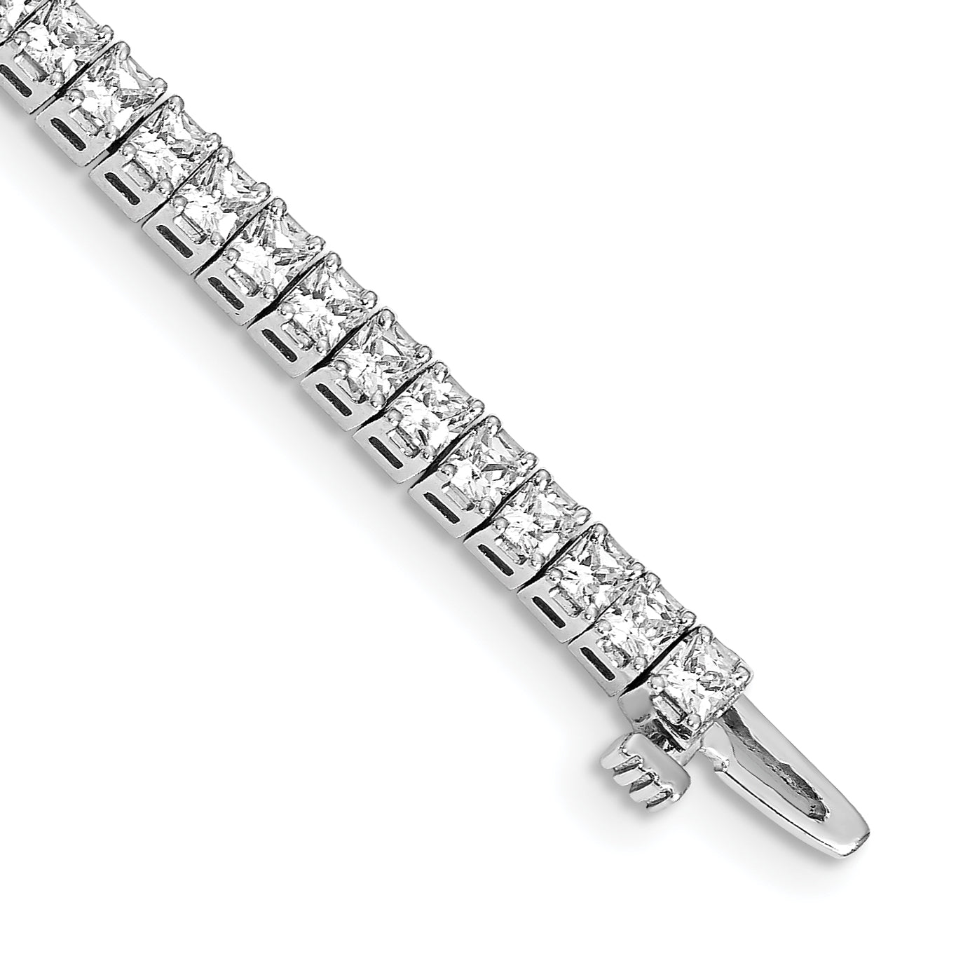 14k White Gold 2.25mm Princess 5ct AA Diamond Tennis Bracelet