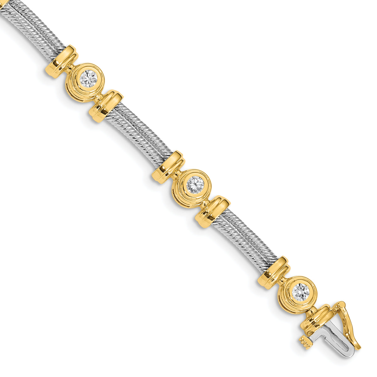 14k Two-tone AA Diamond Fancy Bracelet