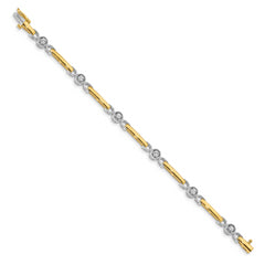 14k Two-tone AA Diamond Fancy Tennis Bracelet