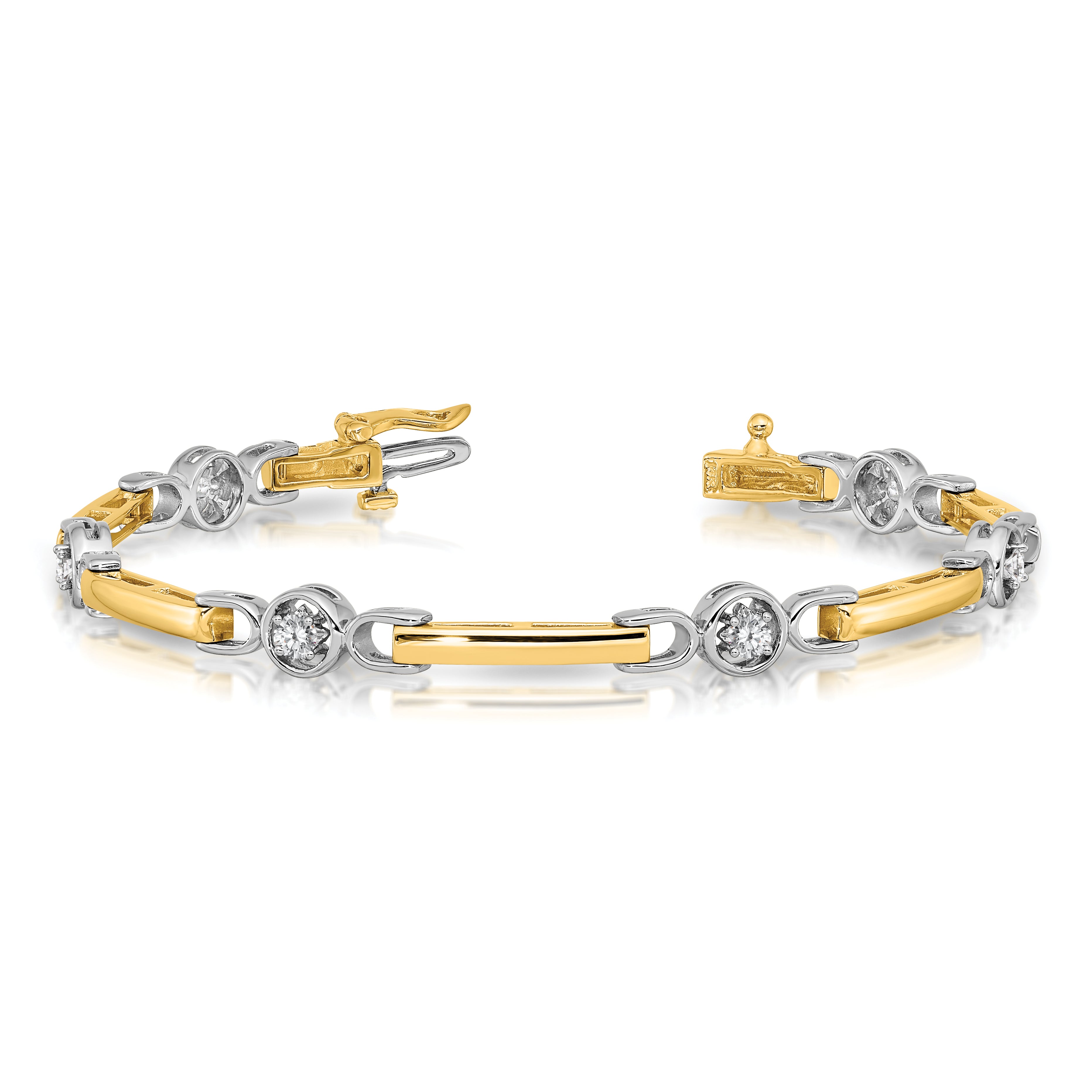 14k Two-tone AA Diamond Fancy Tennis Bracelet