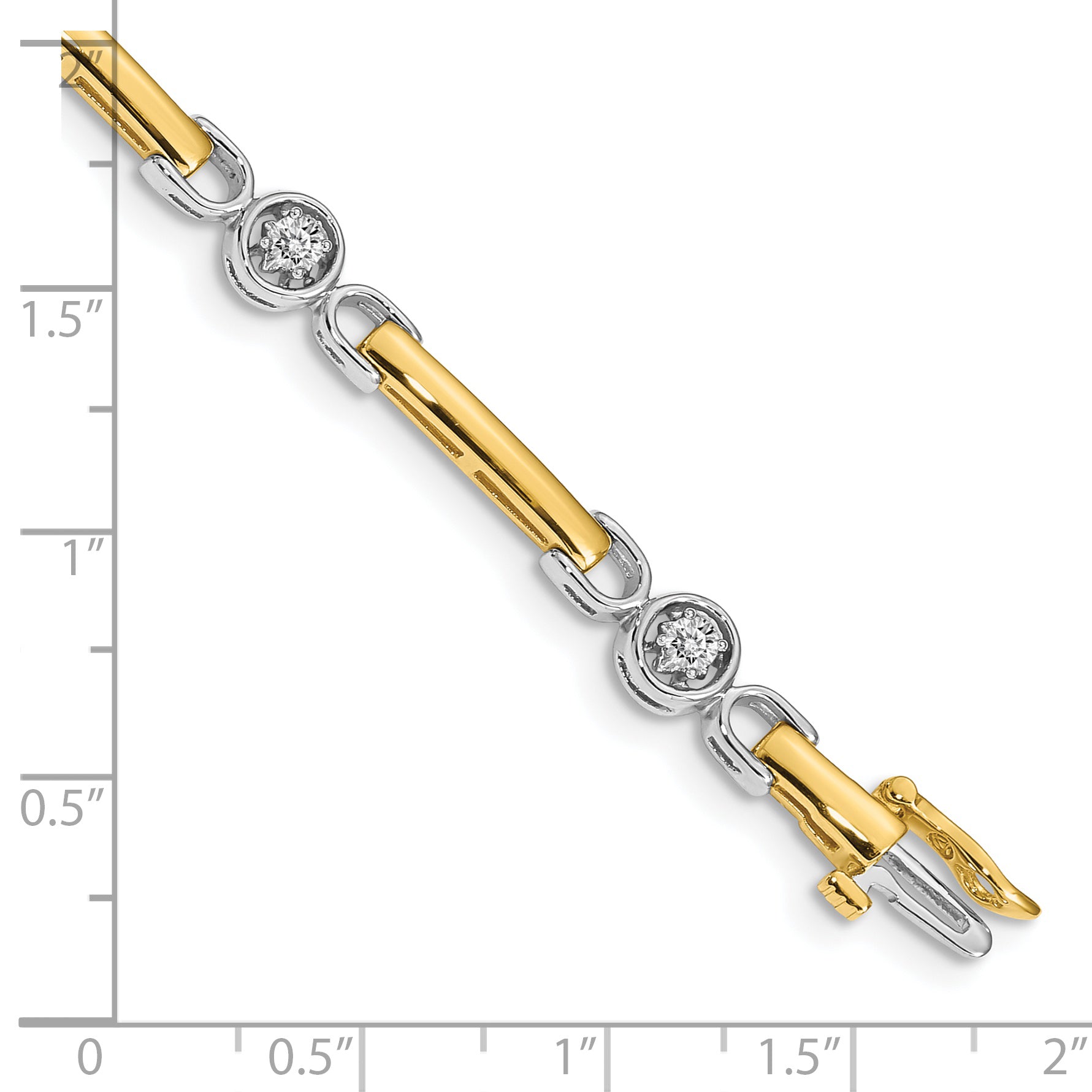 14k Two-tone AA Diamond Fancy Tennis Bracelet