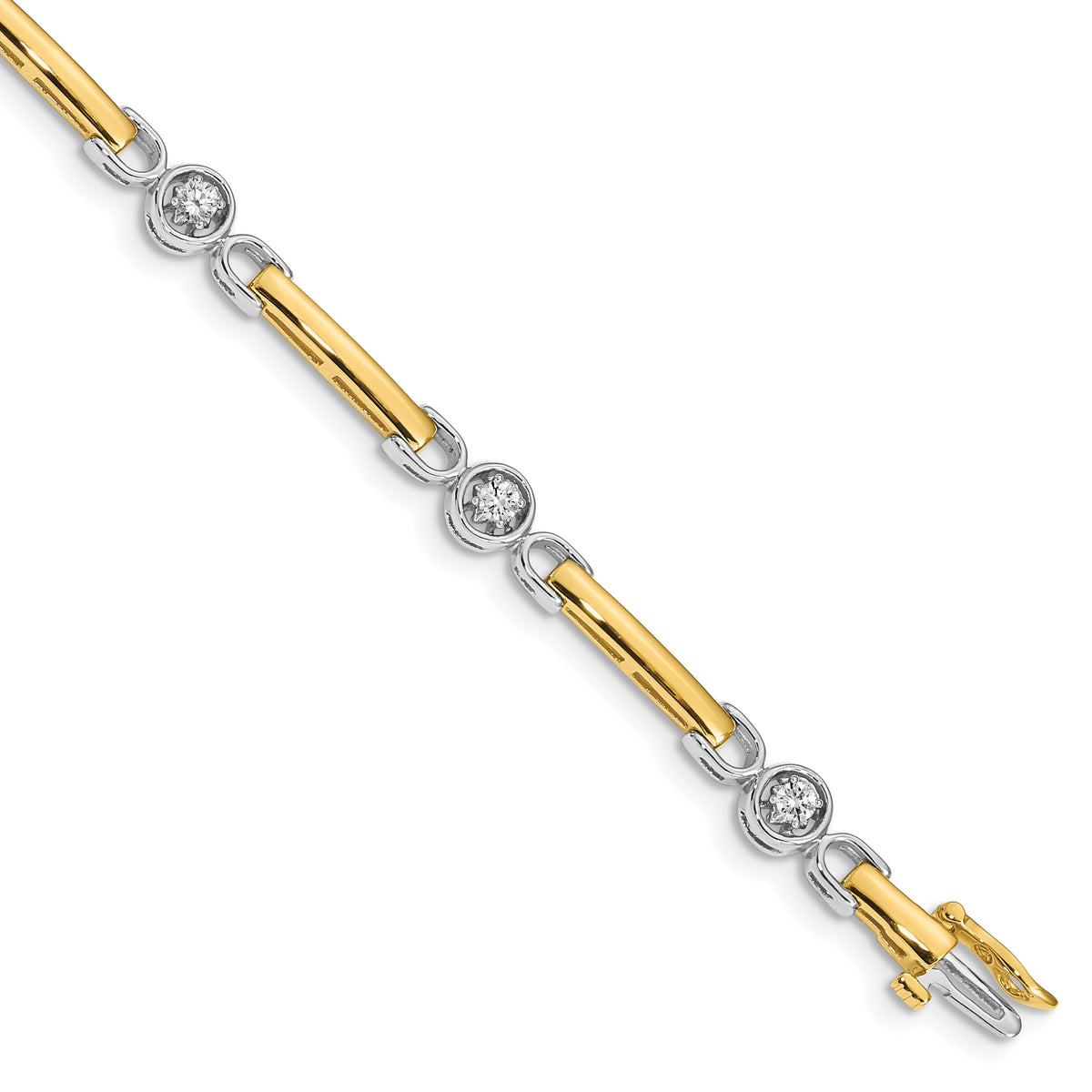 14k Two-tone AA Diamond Fancy Tennis Bracelet