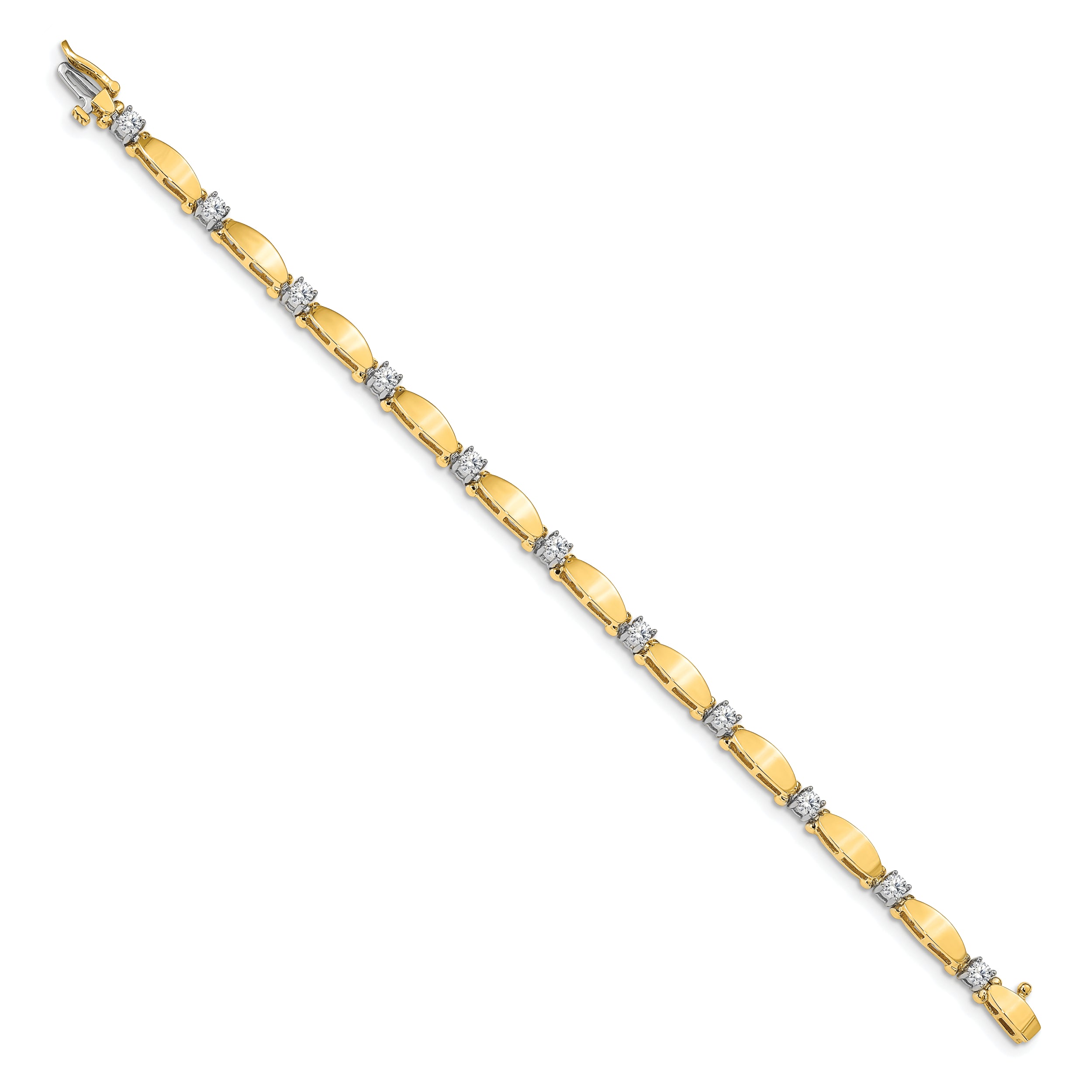 14k Two-tone AA Diamond Tennis Bracelet