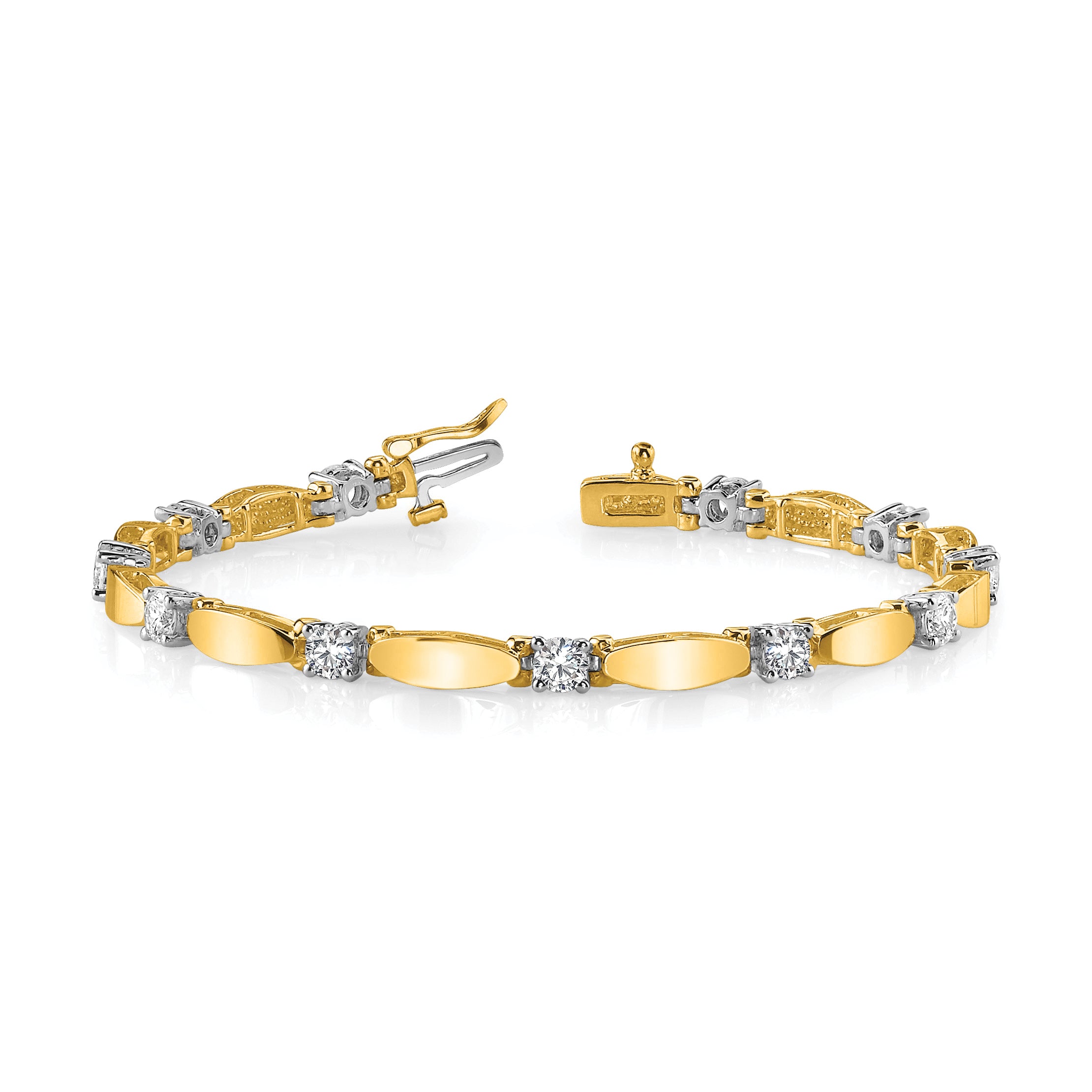 14k Two-tone AA Diamond Tennis Bracelet