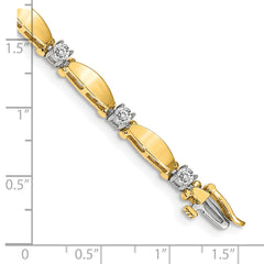 14k Two-tone AA Diamond Tennis Bracelet