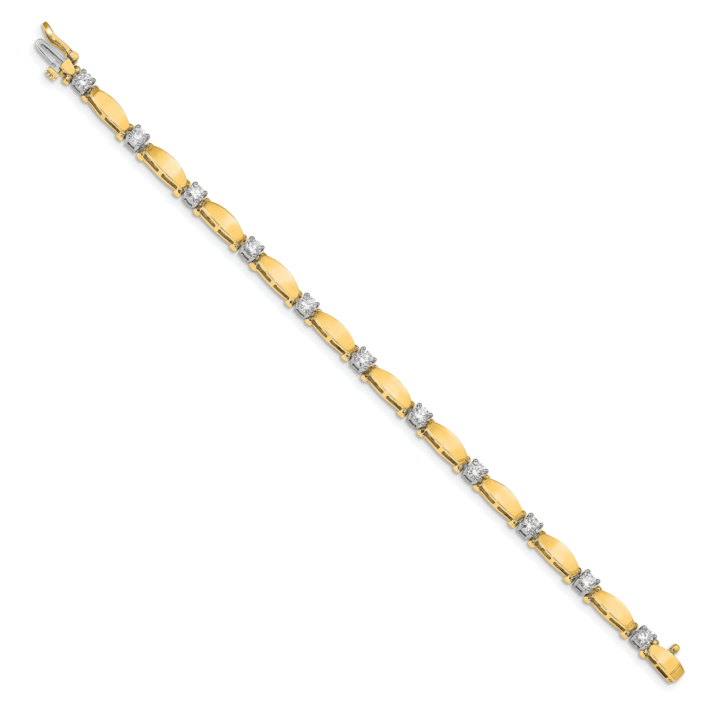 14k Two-tone AA Diamond Tennis Bracelet